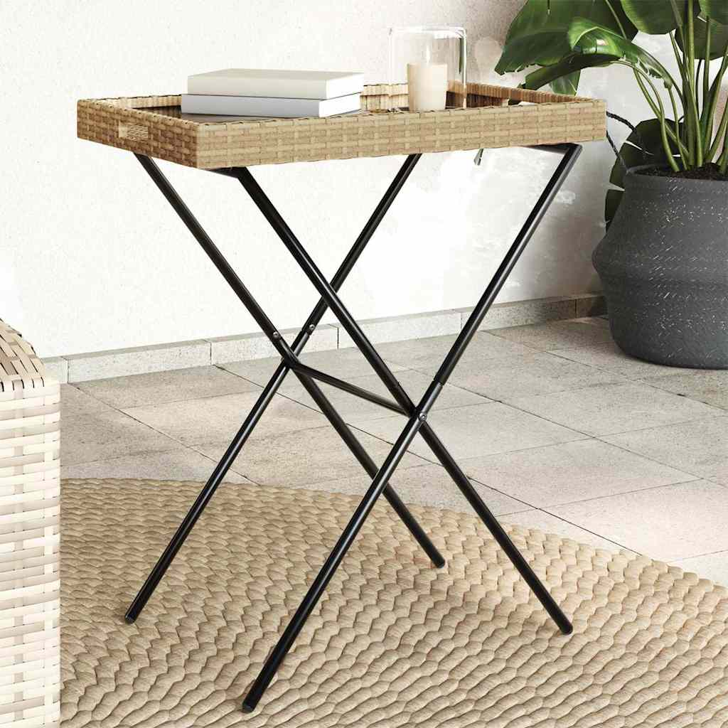 bakkebord 65x40x75 cm polyrattan beige billede