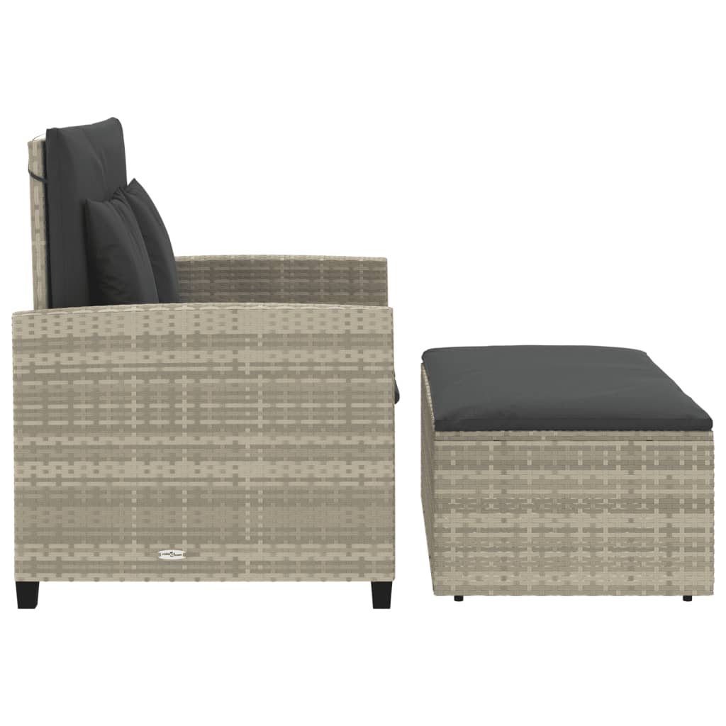 2-personers havesofa med hynder polyrattan lysegrå