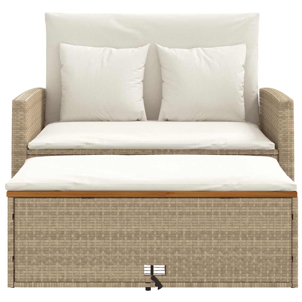 2-personers havesofa med hynder polyrattan og akacietræ beige
