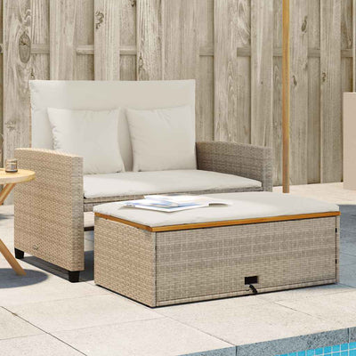 2-personers havesofa med hynder polyrattan og akacietræ beige
