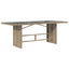 havebord med glastop 190x80x74 cm polyrattan beige