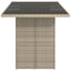havebord med glastop 190x80x74 cm polyrattan lysegrå