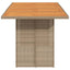 havebord med top i akacietræ 190x80x74 cm polyrattan beige