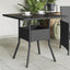havebord med glastop 80x80x75 cm polyrattan sort