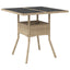 havebord med glastop 80x80x75 cm polyrattan beige