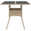 havebord med glastop 80x80x75 cm polyrattan beige