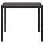 havebord med glastop 90x90x75 cm polyrattan sort