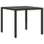 havebord med glastop 90x90x75 cm polyrattan sort