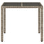 havebord med glastop 90x90x75 cm polyrattan grå