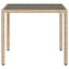 havebord med glastop 90x90x75 cm polyrattan beige