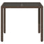 havebord med glastop 90x90x75 cm polyrattan brun