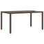 havebord med glastop 150x90x75 cm polyrattan brun