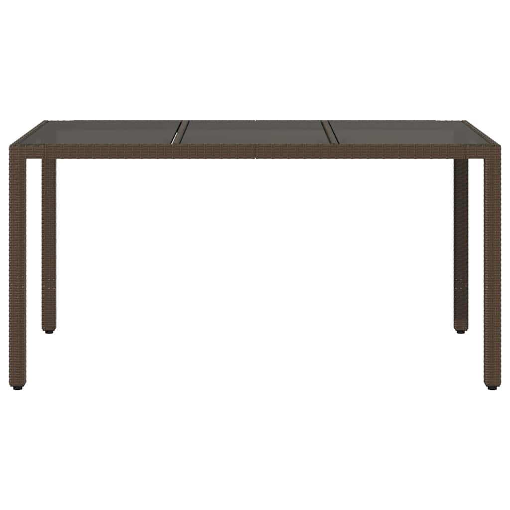 havebord med glastop 150x90x75 cm polyrattan brun