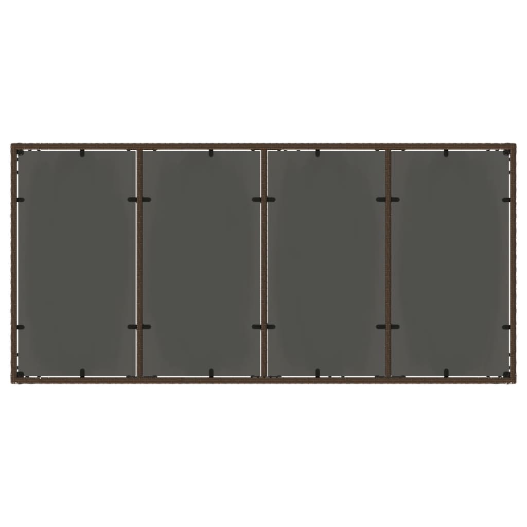 havebord med glastop 190x90x75 cm polyrattan brun