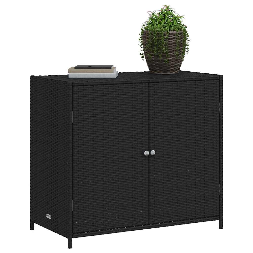 opbevaringsskab til haven 83x45x76 cm polyrattan sort