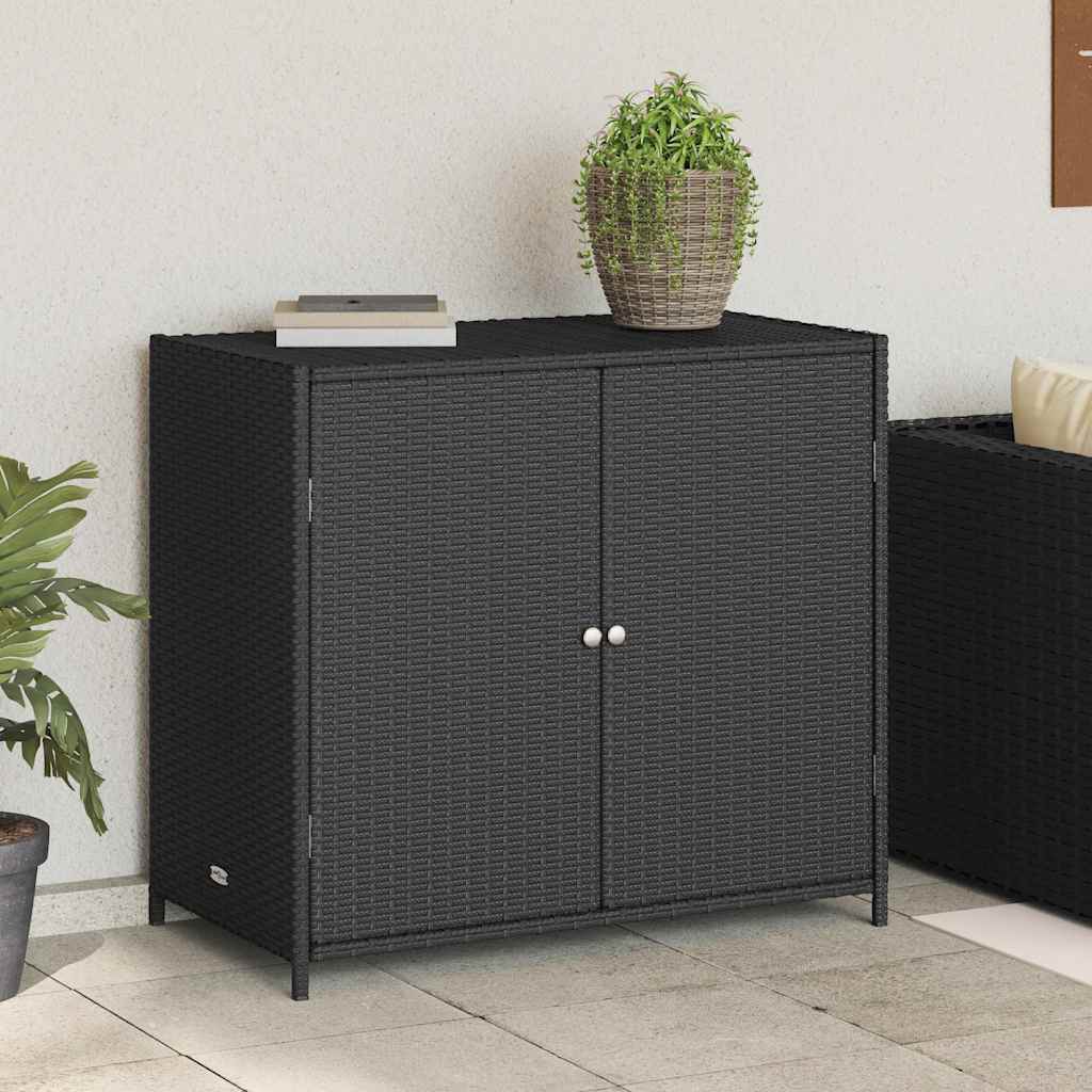 opbevaringsskab til haven 83x45x76 cm polyrattan sort