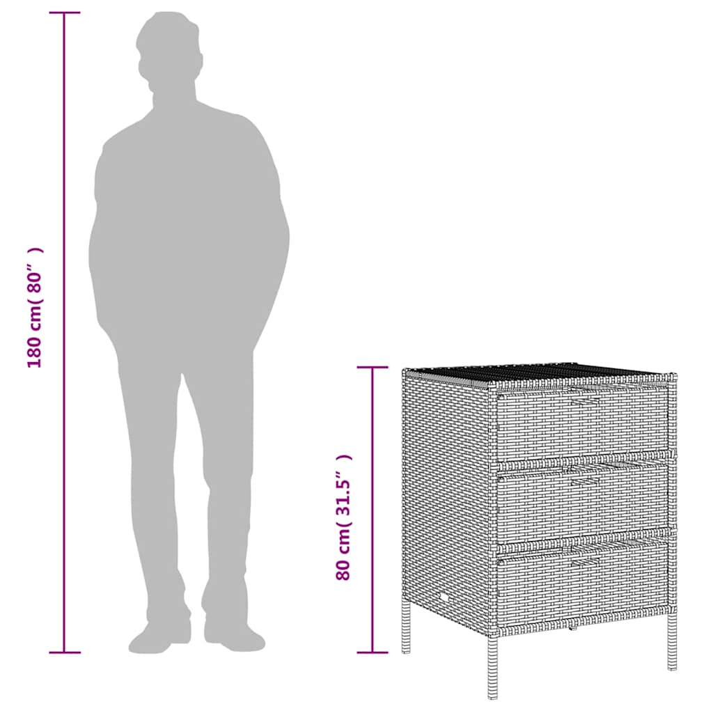 opbevaringsskab til haven 55x59x80 cm polyrattan brun