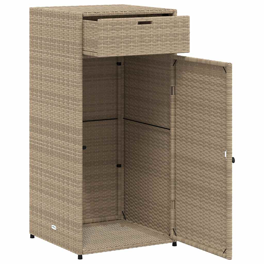 opbevaringsskab til haven 55x55x111 cm polyrattan beige