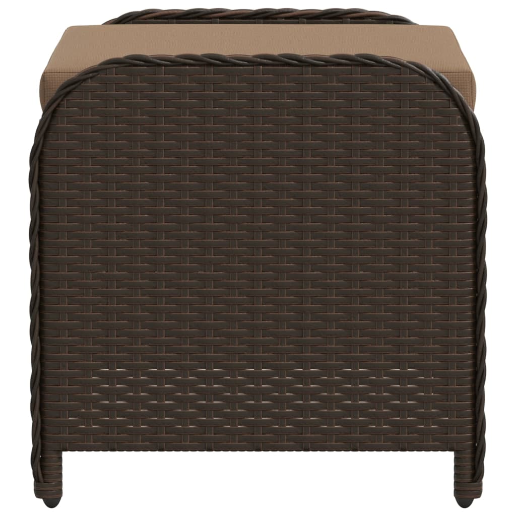 haveskammel med hynde 58x46x46 cm polyrattan brun