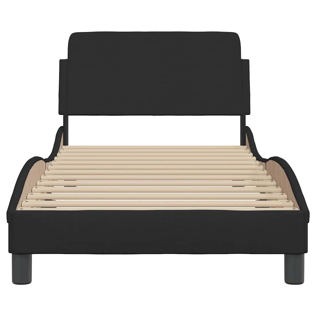 sengeramme med sengegavl Dover Sort 80x200 cm Stof