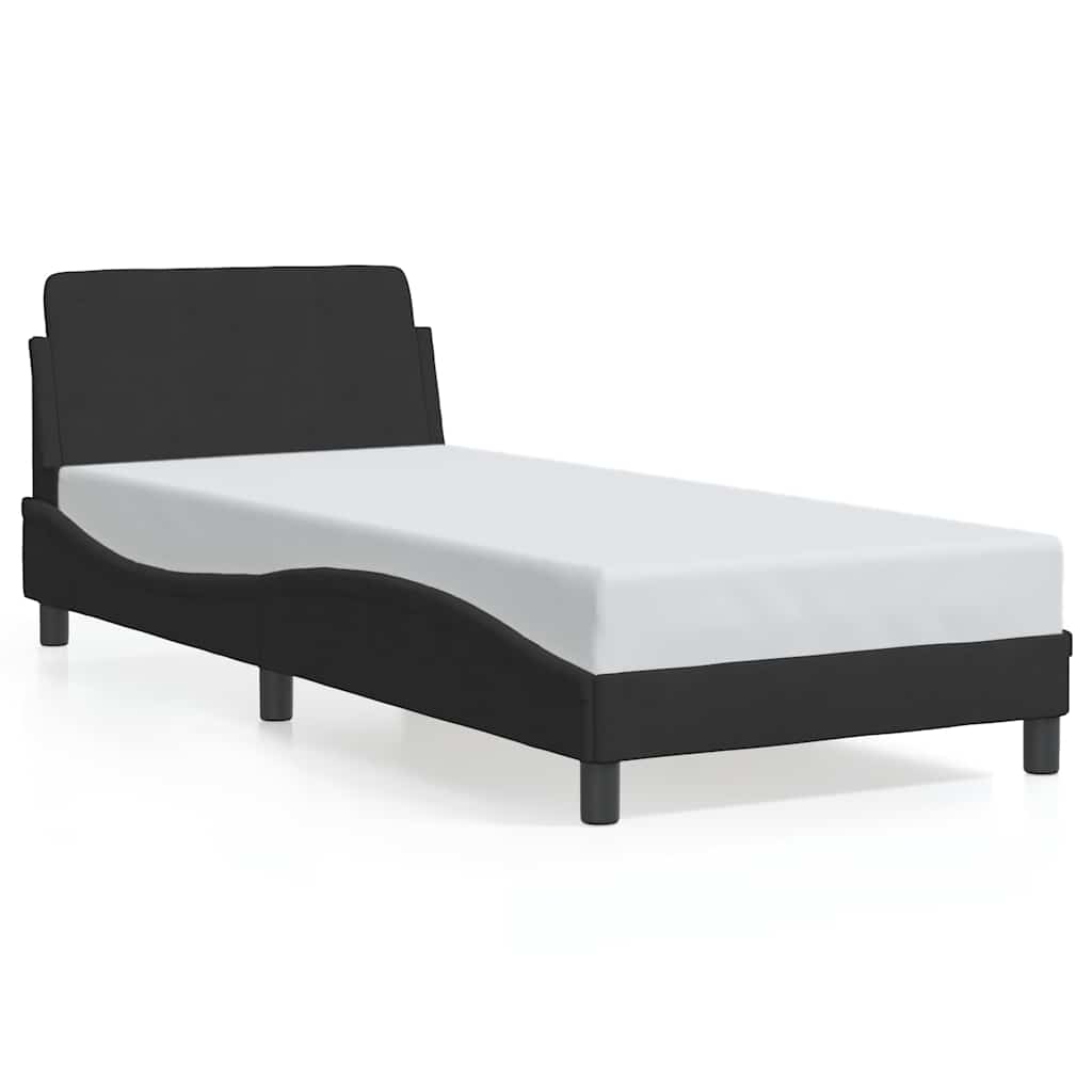 sengeramme med sengegavl Dover Sort 80x200 cm Fløjl
