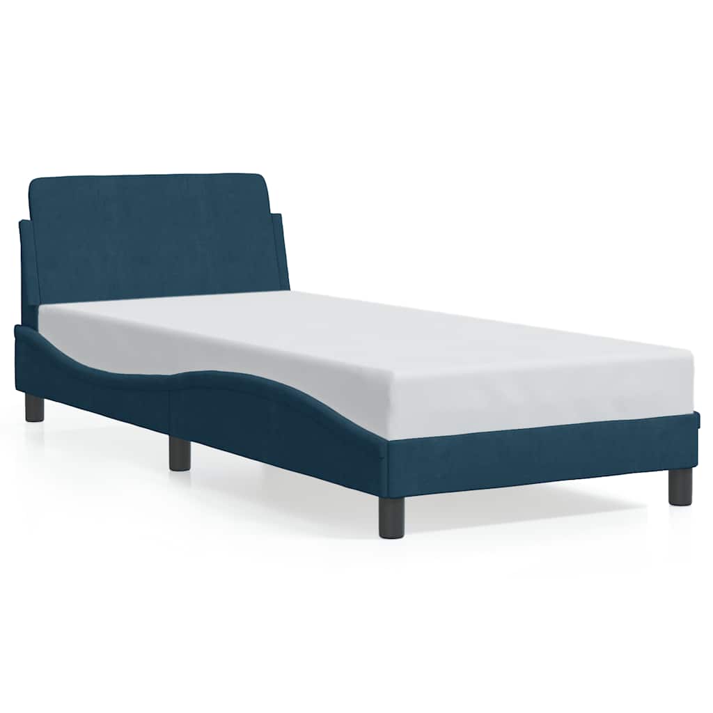 sengeramme med sengegavl Dover 80x200 cm fløjl blå