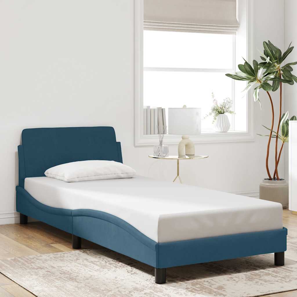 sengeramme med sengegavl Dover 80x200 cm fløjl blå