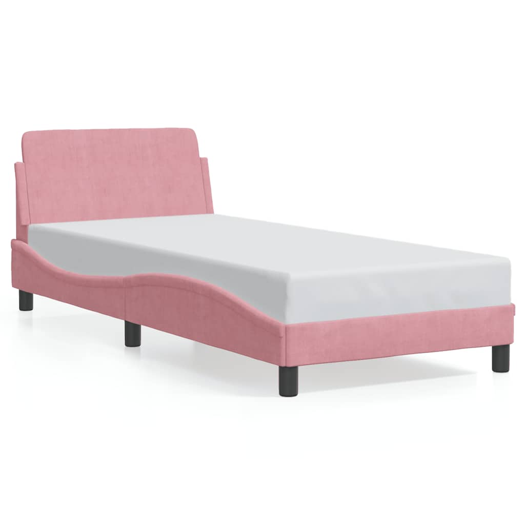 sengeramme med sengegavl Dover Pink 80x200 cm Fløjl