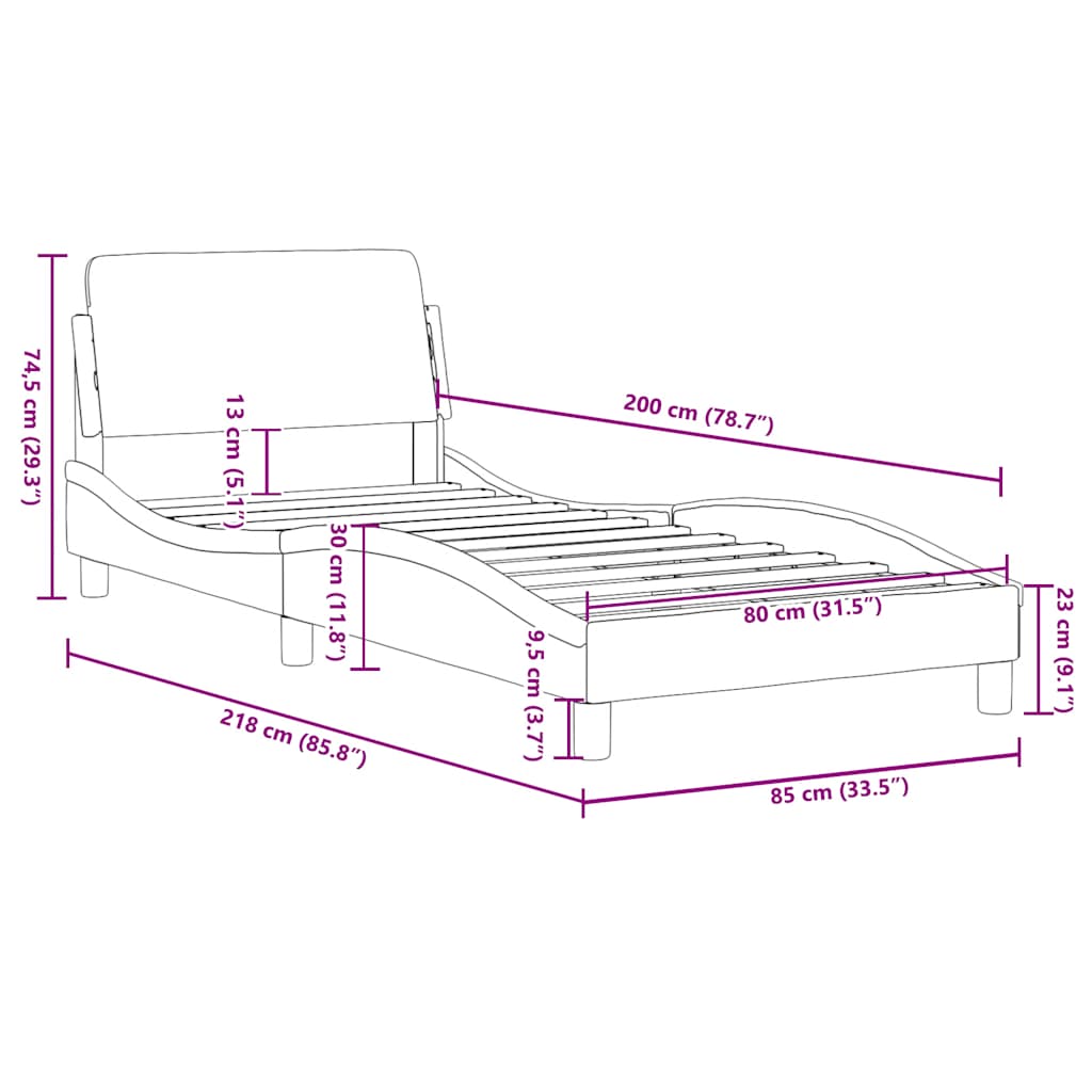 sengeramme Dover 80x200 cm kunstlæder hvid og sort