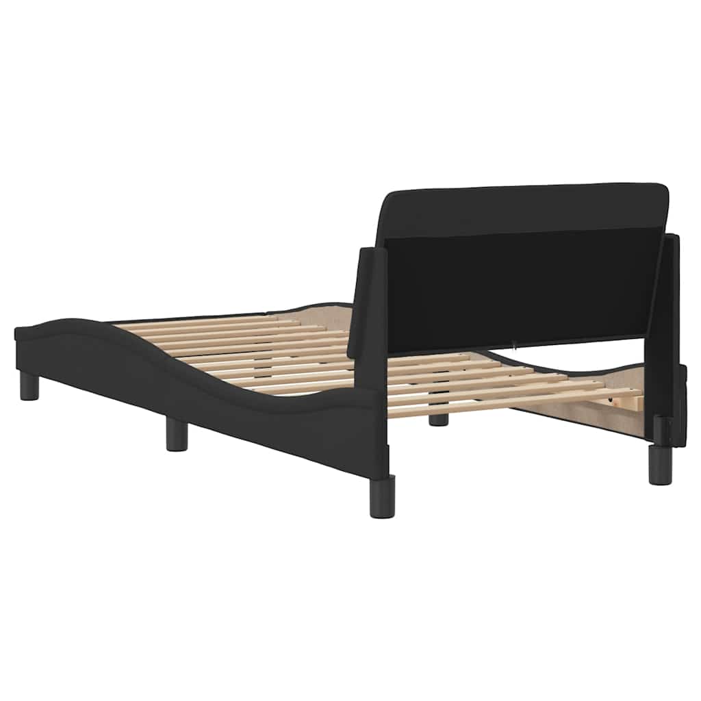 sengeramme med sengegavl Dover Sort 90x190 cm Stof