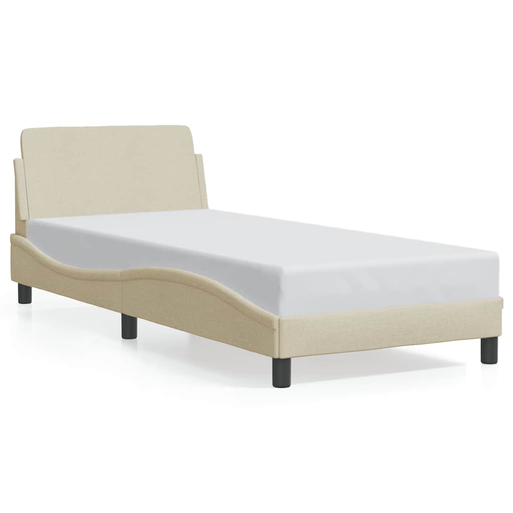 sengeramme med sengegavl Dover Creme 90x190 cm Stof