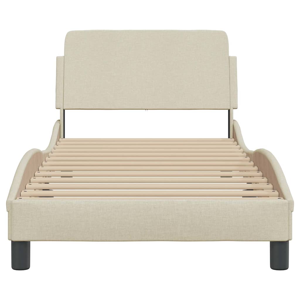 sengeramme med sengegavl Dover Creme 90x190 cm Stof