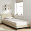 sengeramme med sengegavl Dover Creme 90x190 cm Stof