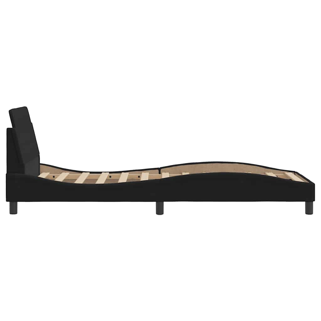 sengeramme med sengegavl Dover Sort 90x190 cm Fløjl