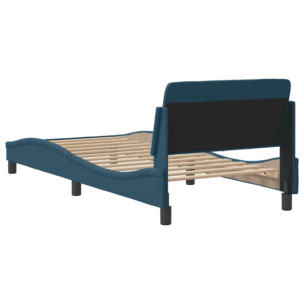 sengeramme med sengegavl Dover 90x190 cm fløjl blå