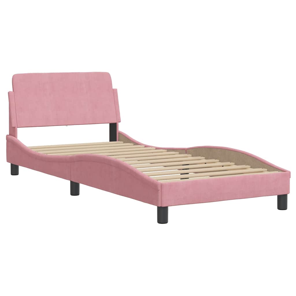 sengeramme med sengegavl Dover Pink 90x190 cm Fløjl
