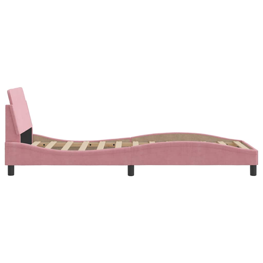 sengeramme med sengegavl Dover Pink 90x190 cm Fløjl