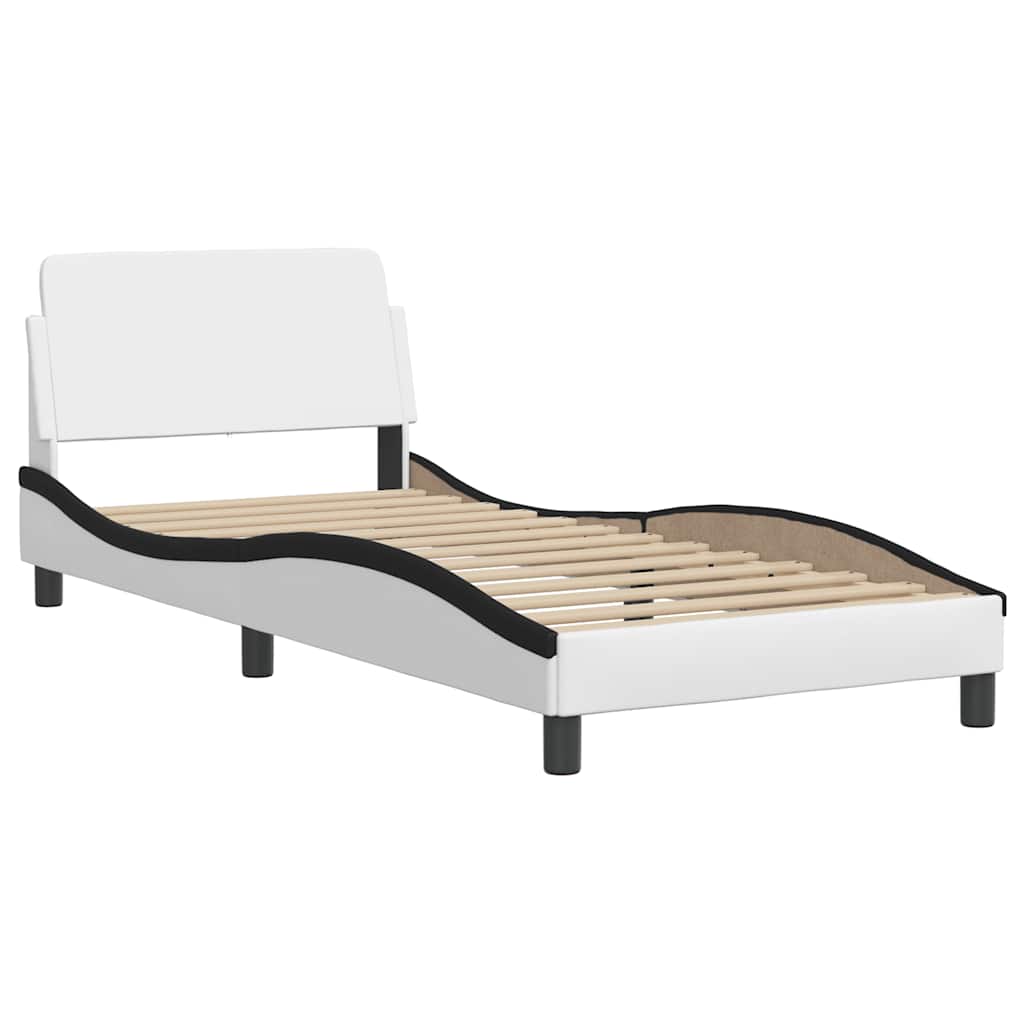 sengeramme Dover 90x190 cm kunstlæder sort og hvid