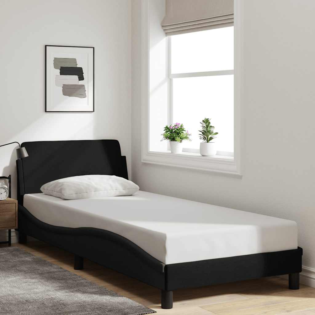 sengeramme med sengegavl Dover Sort 90x200 cm Stof