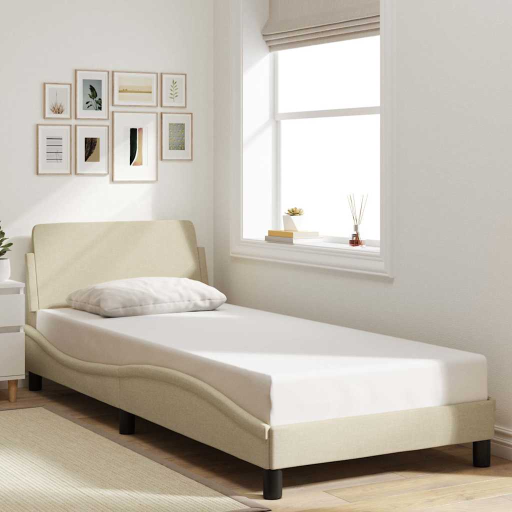 sengeramme med sengegavl Dover Creme 90x200 cm Stof