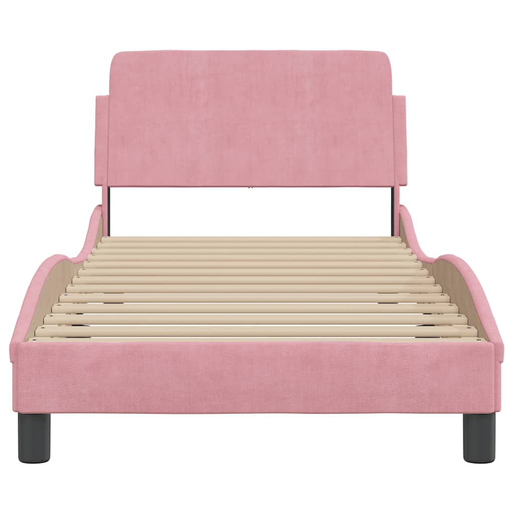 sengeramme med sengegavl Dover Pink 90x200 cm Fløjl