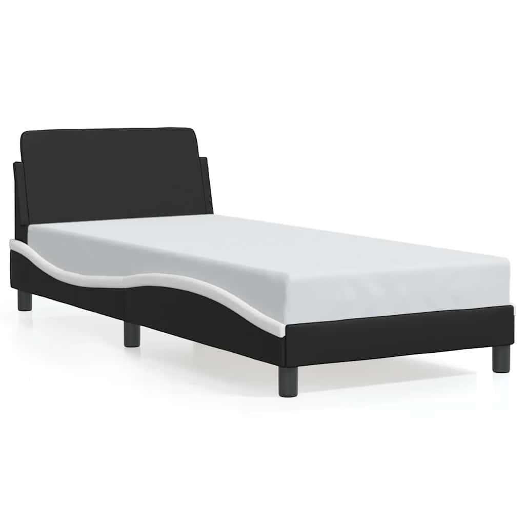 sengeramme Dover 90x200 cm kunstlæder sort og hvid