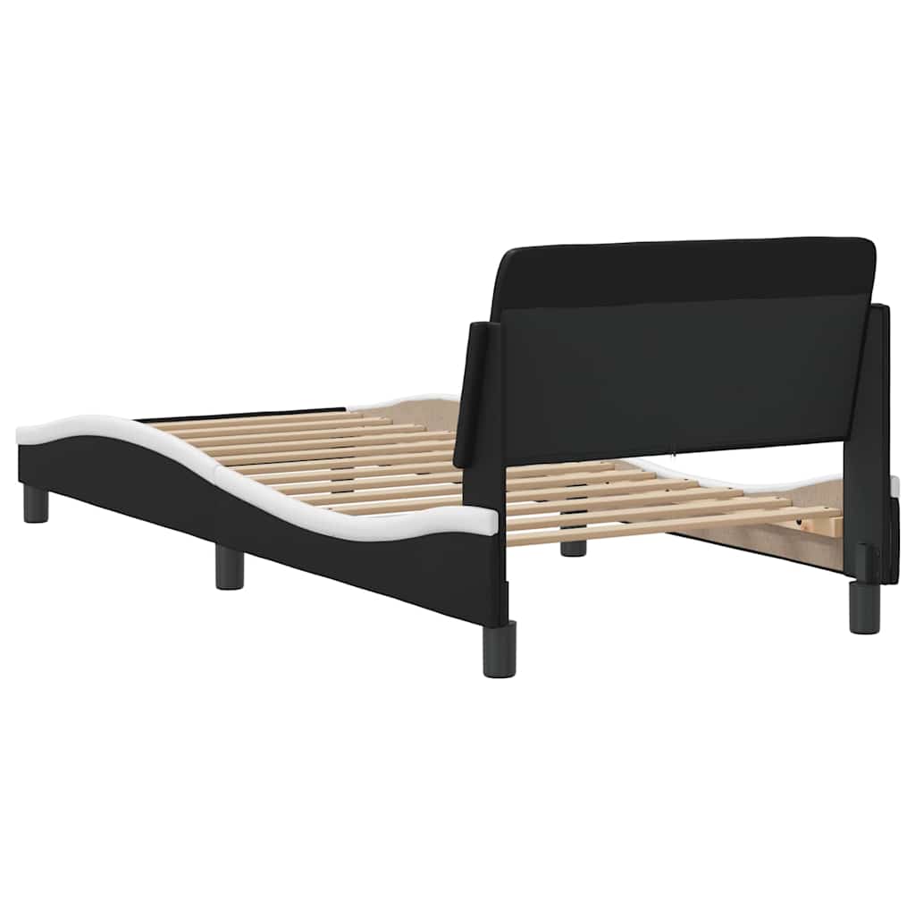 sengeramme Dover 90x200 cm kunstlæder sort og hvid