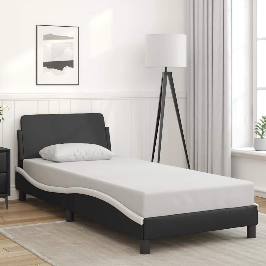 sengeramme Dover 90x200 cm kunstlæder sort og hvid