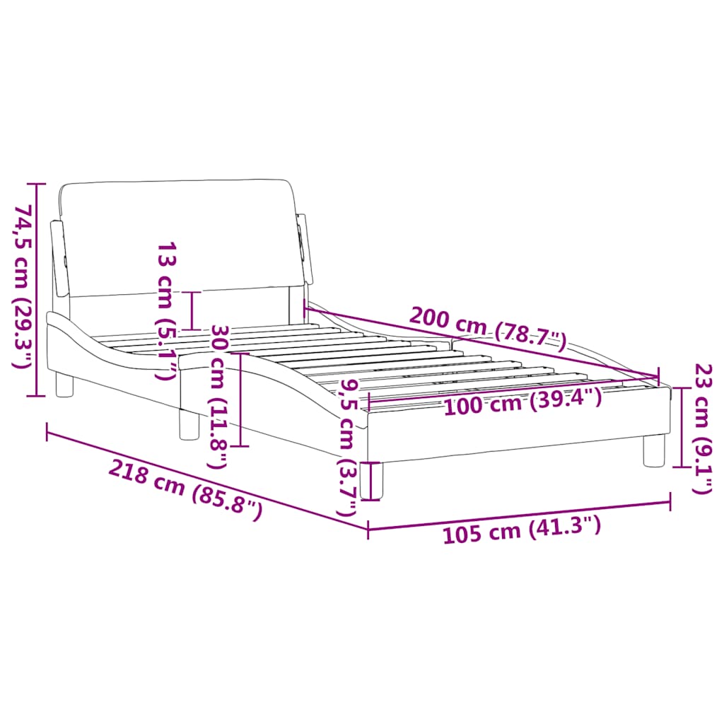 sengeramme Dover Sort 100x200 cm Stof