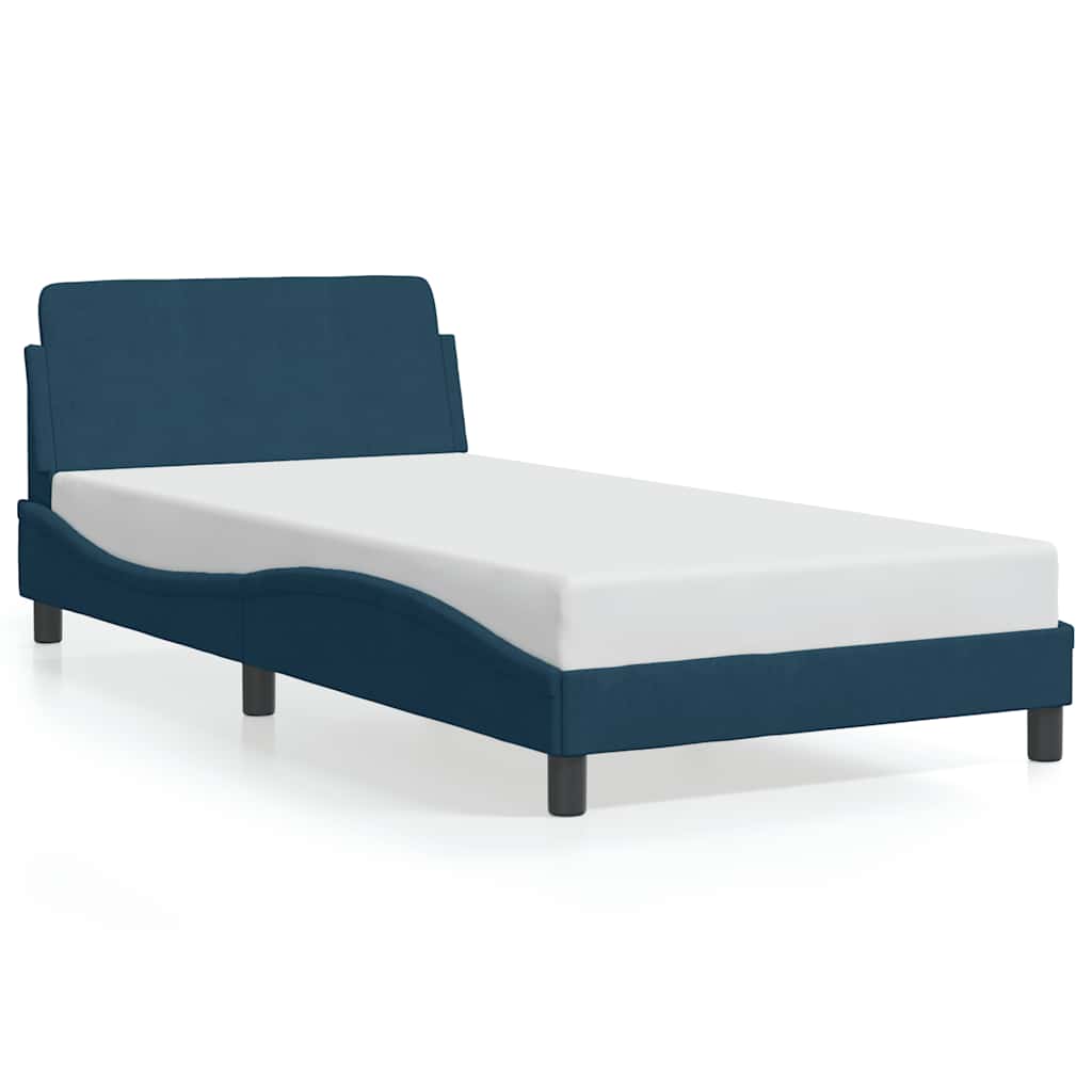 sengeramme med sengegavl Dover 100x200 cm fløjl blå