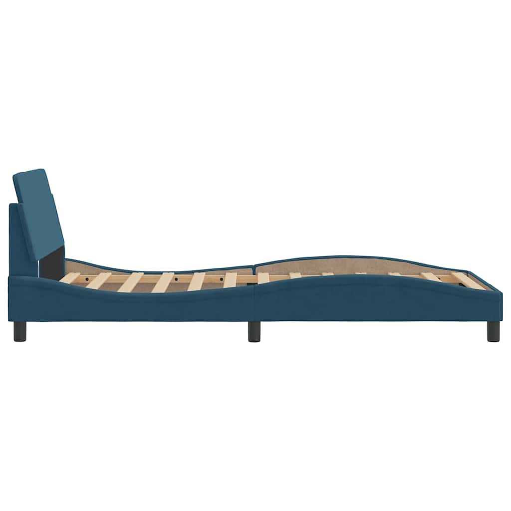 sengeramme med sengegavl Dover 100x200 cm fløjl blå