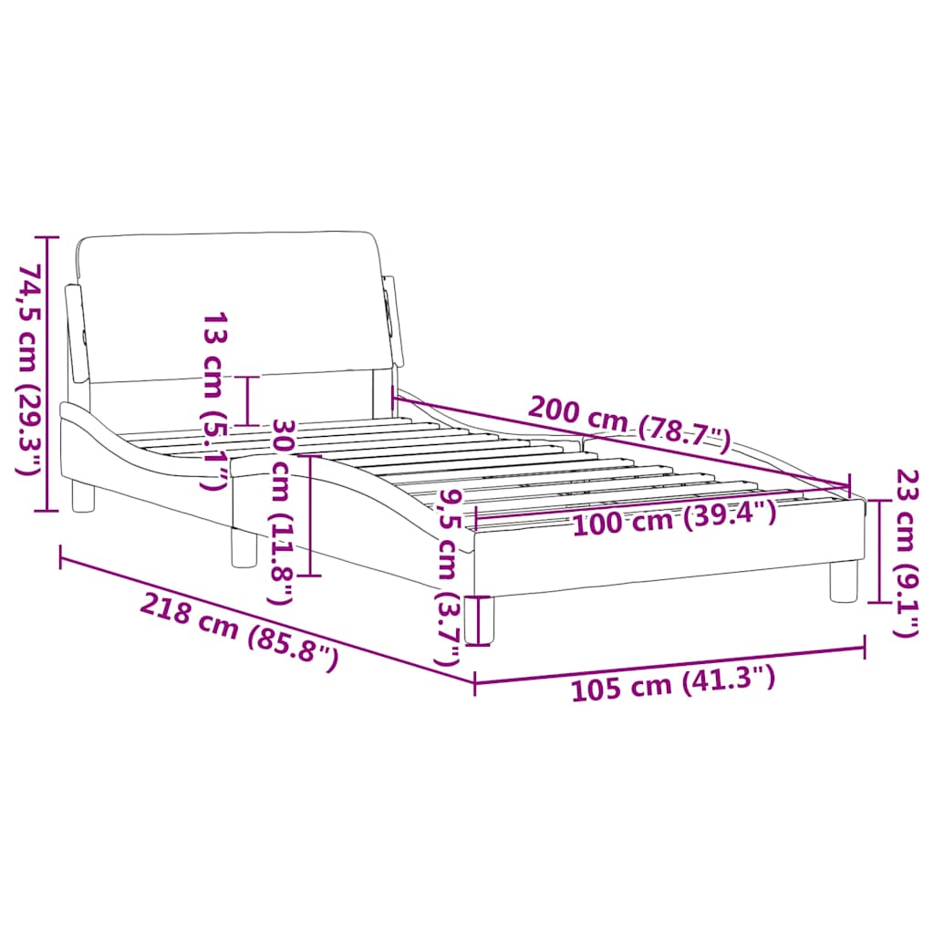 sengeramme Dover 100x200 cm kunstlæder sort og hvid