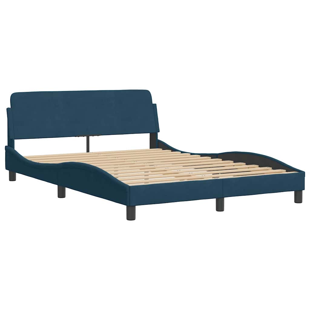 sengeramme med sengegavl Dover 120x200 cm velour blå