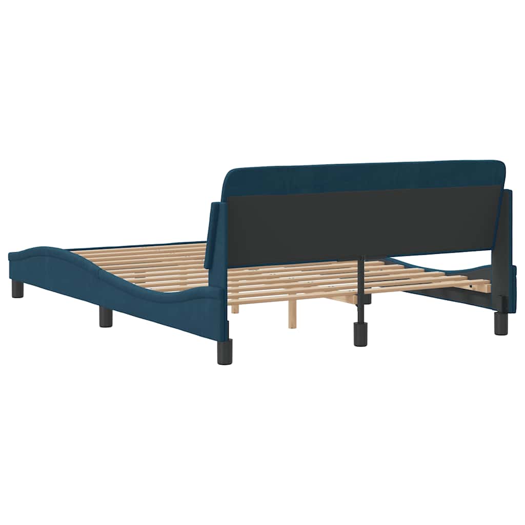 sengeramme med sengegavl Dover 140x190 cm velour blå